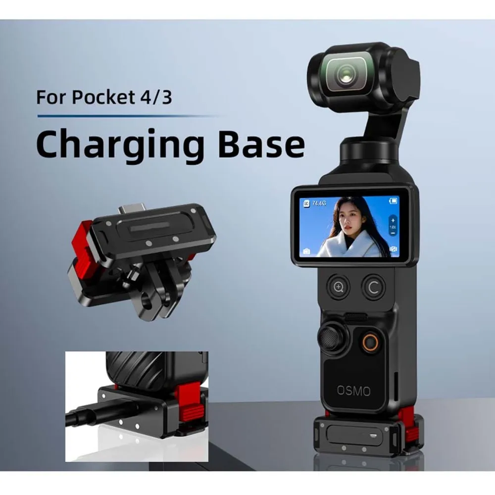 

2-Claw Quick-Release Pocket Camera Charging Dock Foldable Universal Screw Hole Magnetic Base for DJI Osmo Pocket 4/3 Accessories