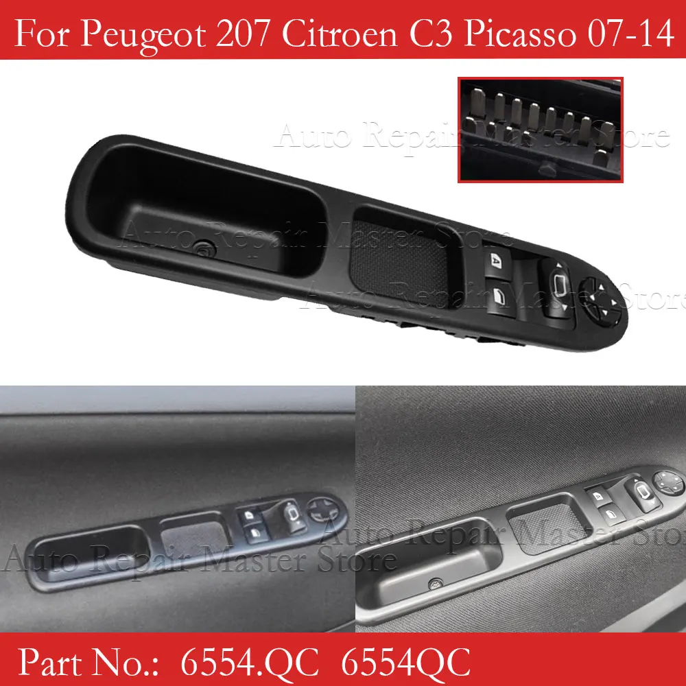 6554.QC Electric Master Control Power lifter Window Switch For Peugeot 207 Citroen C3 Picasso 2007-2014