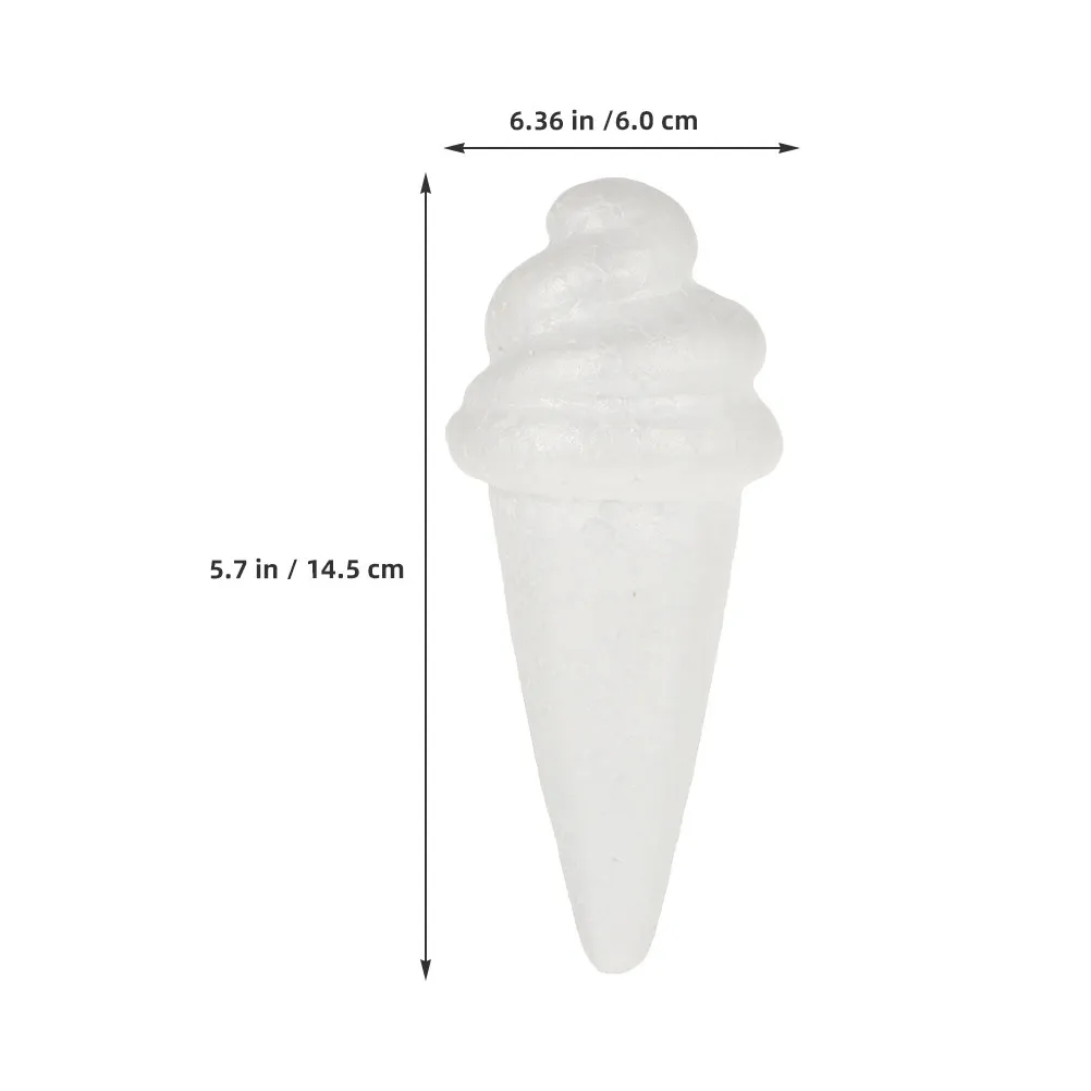 7Pcs Ice Cream White Polystyrene Foam Cones DIY Models for Summer Wedding Party Craft Decoration Polystyrene Shapes