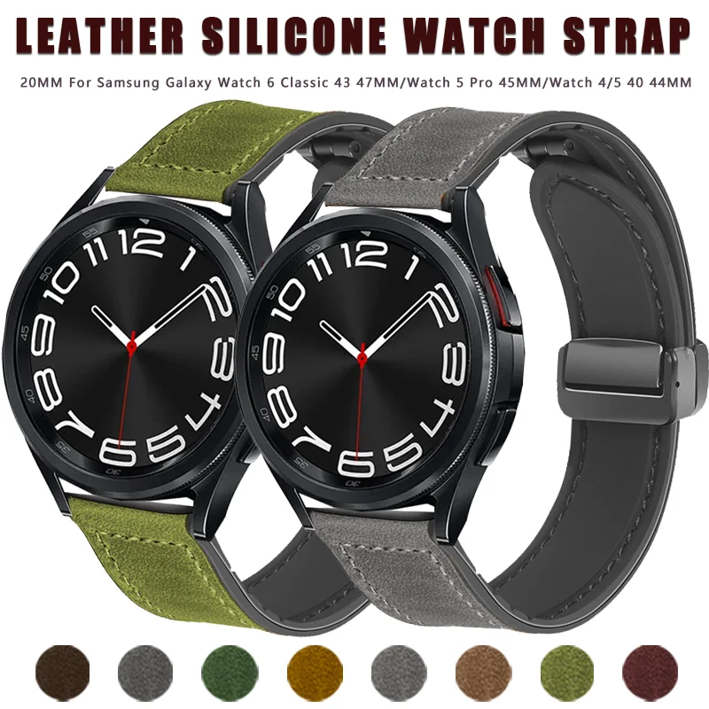 Leather+Silicone 22mm strap for Samsung Galaxy Watch 3 45mm/Galaxy Watch 46mm For Series Huawei Watch GT4 46MM/GT3 pro Bracelet