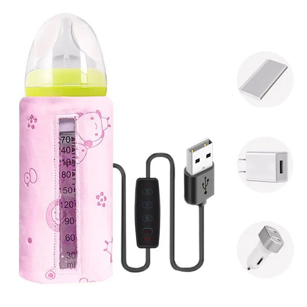 Usb Zuigfles Zak Isolatie Cover Verwarming Flessenwarmer Draagbare Baby Reizen Melk Warmer Q81A