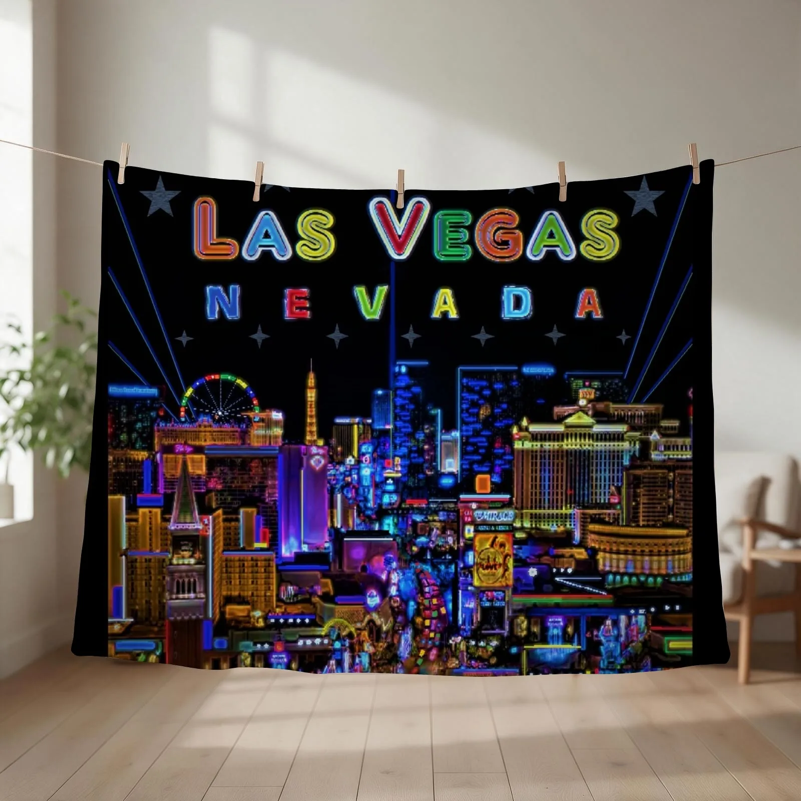 Las Vegas, Nevada Throw Blanket couch cozy soft plush fuzzy picnic outdoor blanket
