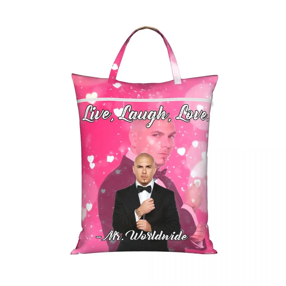 Mr. Worldwide Says To Live Laugh Love Pink Laundry Collector Foldable Laundry Basket Home Organizer Washing Basket