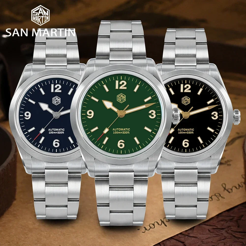 

San Martin SN0107-G4 38mm Vintage Explore Climbing Series Enamel Dial NH35 Movement Automatic Watch For Men Sapphire 10Bar BGW-9