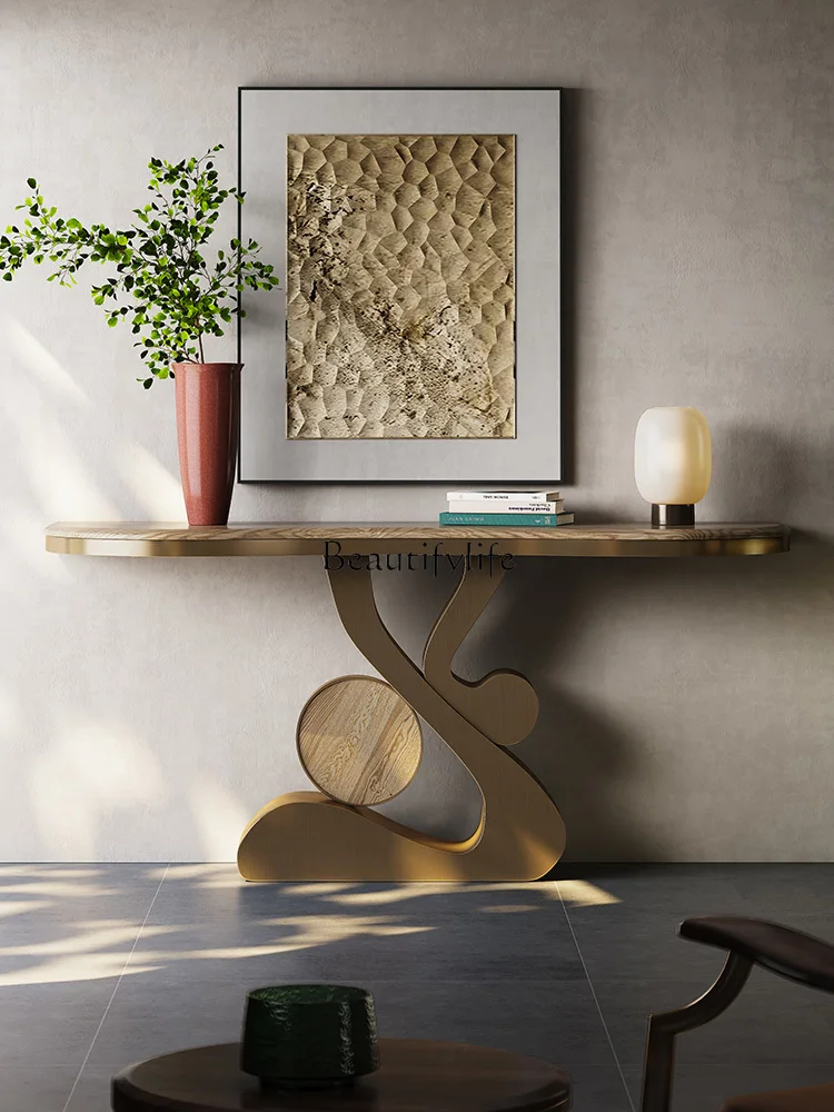 

Ash Wood Solid Entrance Table Light Luxury Modern Simple Partition Cabinet
