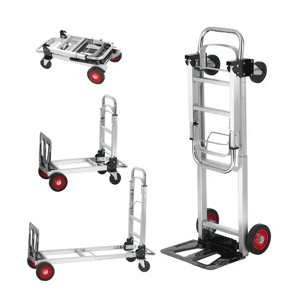 

VEVOR Aluminum Folding Hand Truck, 2 in 1 Design 400 lbs Capacity, Heavy Duty Industrial Collapsible cart, Dolly Cart with Rubbe