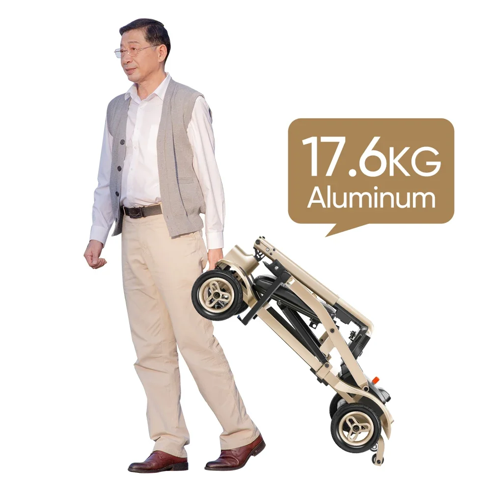 Ultra Light Travel Electric Mobility Scooter 15Kg Portable Folding 4 Wheel Lightweight Mobility Scooter for Easy Transport
