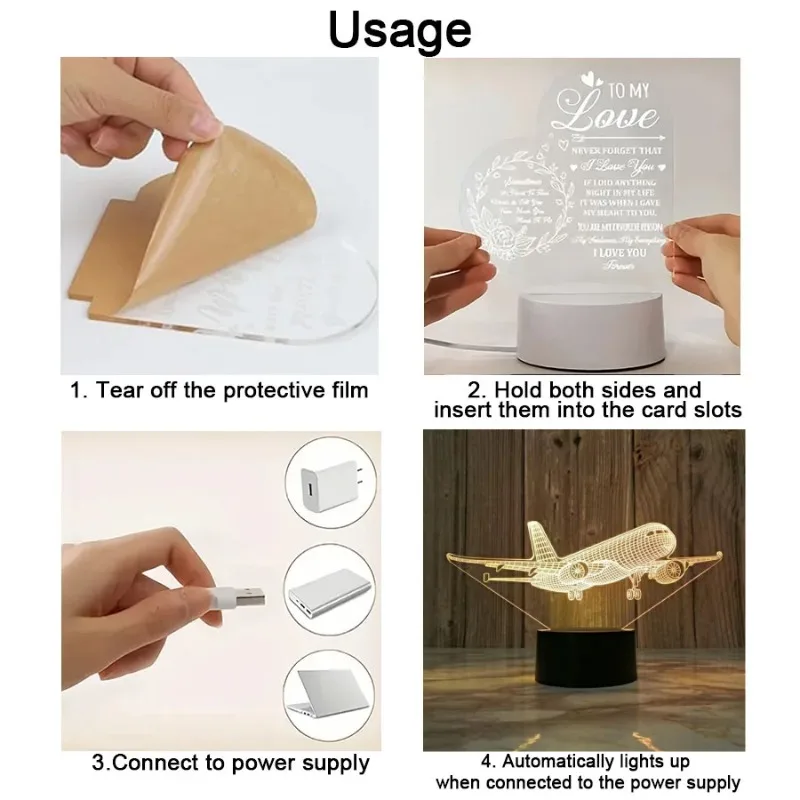 1pc Aircraft Model 3D Night Light, USB Interface, Flying Enthusiasts Collection of Gift Table Lights, Holiday Decorative Lights.