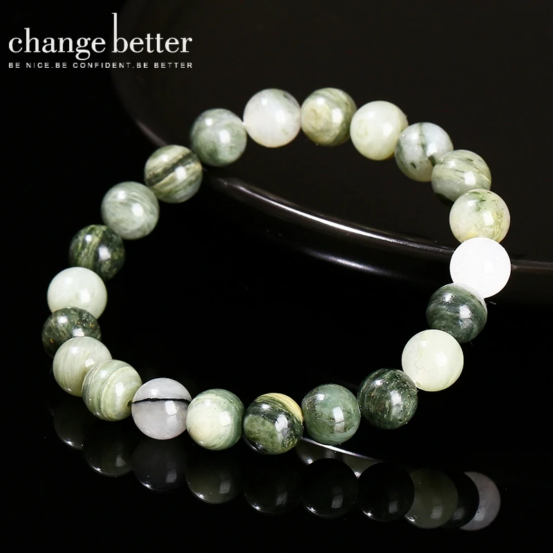 6 8 10mm Natural Stone Green Jasper Bead Bracelets Women Men Trendy Single Circle Elastic Bracelet Yoga Meditation Jewelry Gift