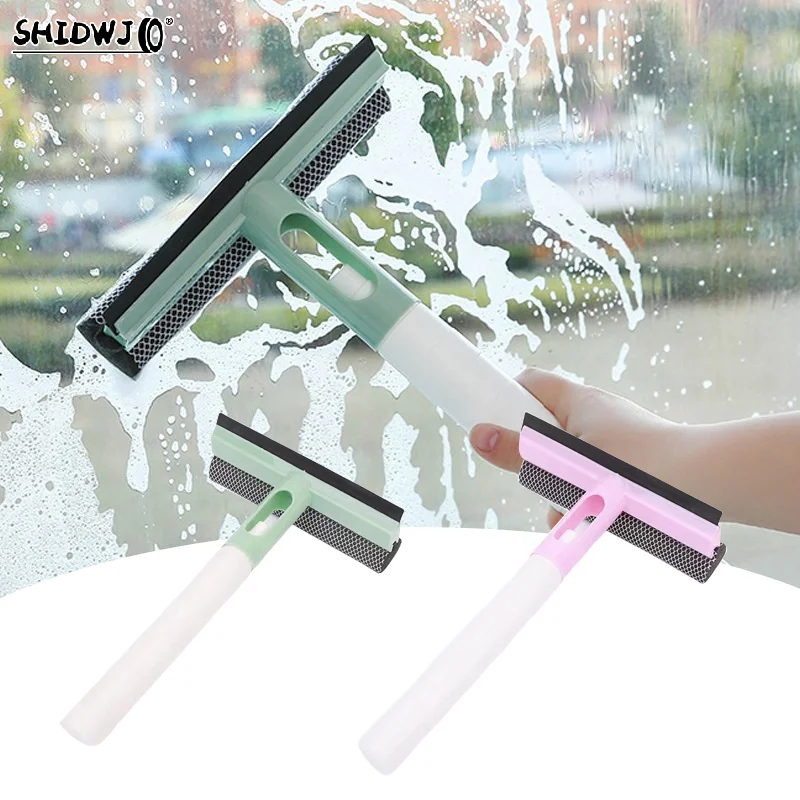 

3 In 1 Window Cleaning Brush Glass Wiper For Bathroom Mirror Window With Spray Double-sided Window Cleaner Squeegee Wiper