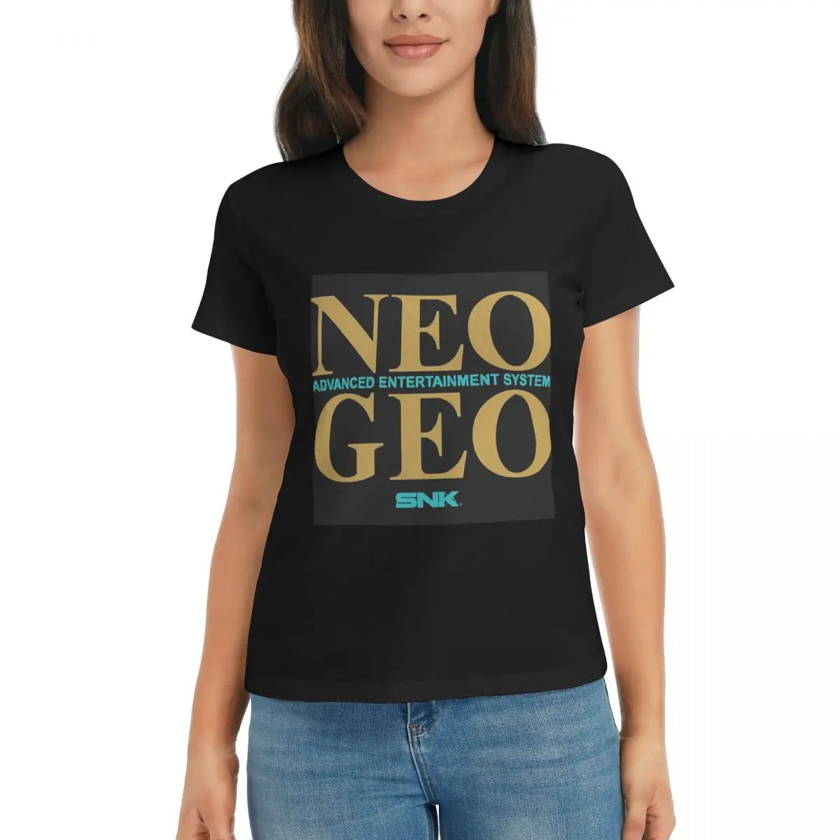 Camiseta feminina neo geo logotipo neogeo arcade verão manga curta camisetas o-pescoço algodão t camisas roupas topos streetwear