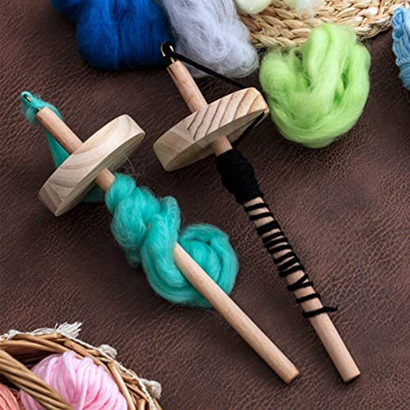 2Pc DIY Drop Spindle Top Whorl Yarn Spinner Hand Wooden Spinning Wheel For Yarn Making Yarn Spindle For Beginners Sewing