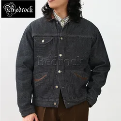 MBBCAR Selvedge Denim Jacket For Men 14oz Jacquard Weave 507xx Jacket Twill Lining Corduroy Collar Amekaji Vintage Warm Coat 311