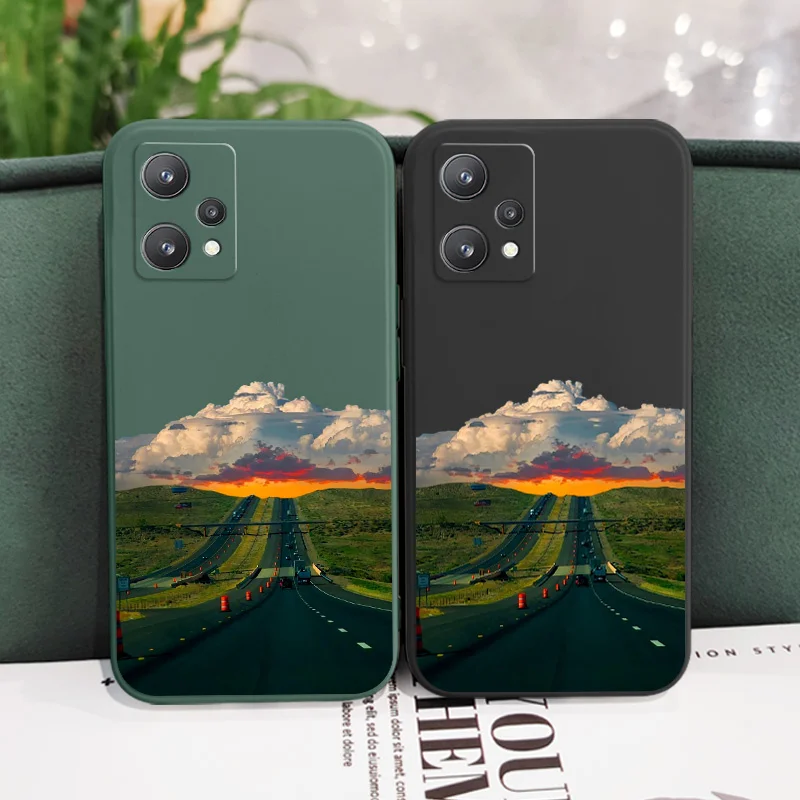 Zonsondergang Road Case Voor Oppo Realme 9 9i 8 8i 7 7i 6 Pro Plus C30 C31 C35 C1 C11 c12 C15 C20 C21Y C25 C25S Cover