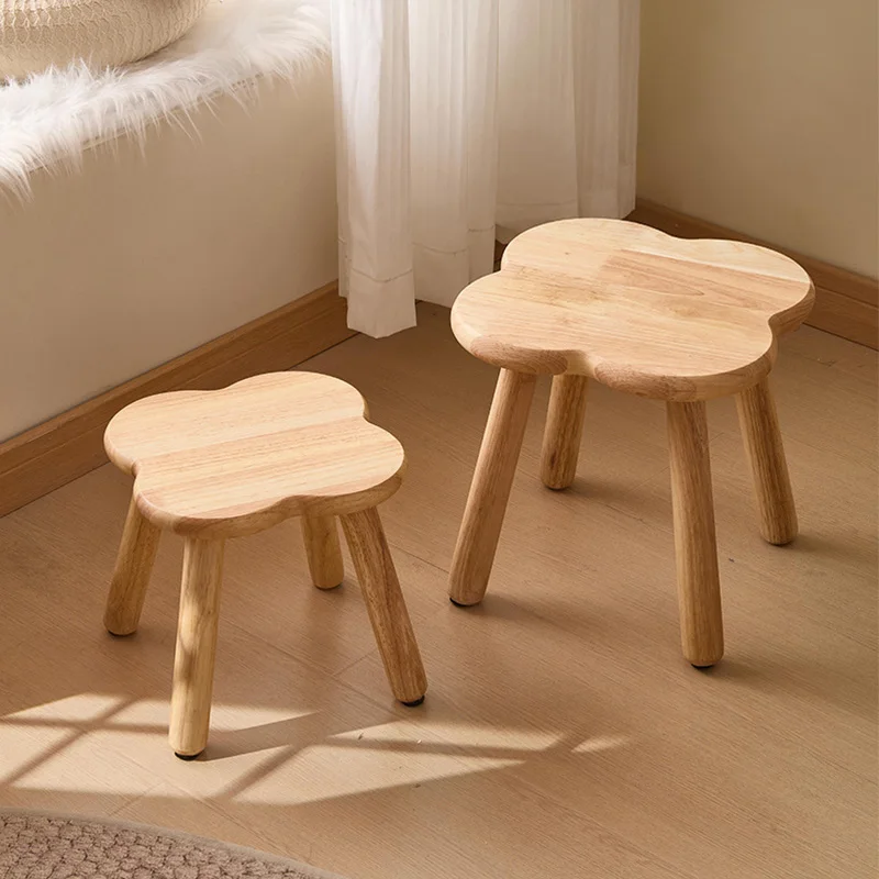 Wooden Step Stool Detachable Solid Wood Round Sitting Stool Adults Children's Low Stool Non-Slip Shoe Stool For Home Living Room