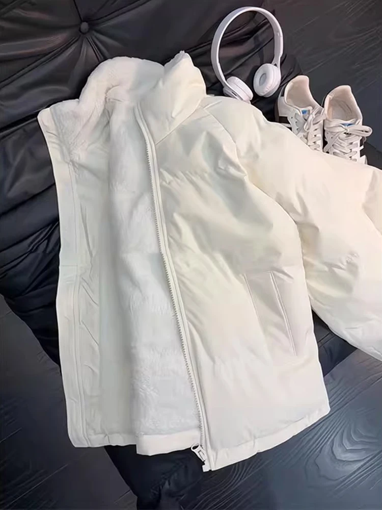 

Утепленная зимняя куртка из овечьего вельвета для мужчин, теплая хлопковая одежда, пальто до плеч с воротником-стойкой, утолщенная зимняя верхняя одежда