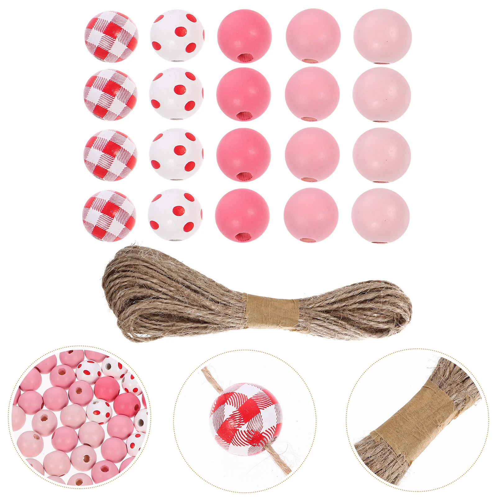 

1Set Valentine's Day Loose Beads DIY Spacer Beads Wood Material Smooth Surface Enjoy Family Fun Crafts Valentine' Day Decor