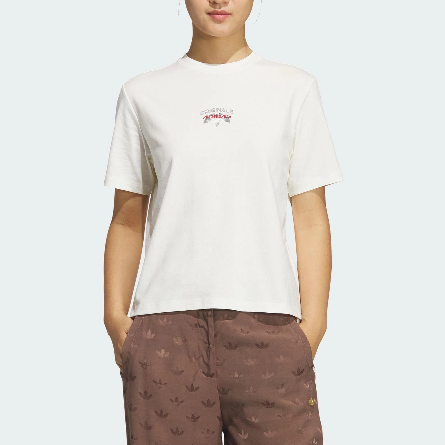 

Adidas Originals Authentic Trefoil Women's Loose Casual Racing Breathable Short Sleeve KG6680