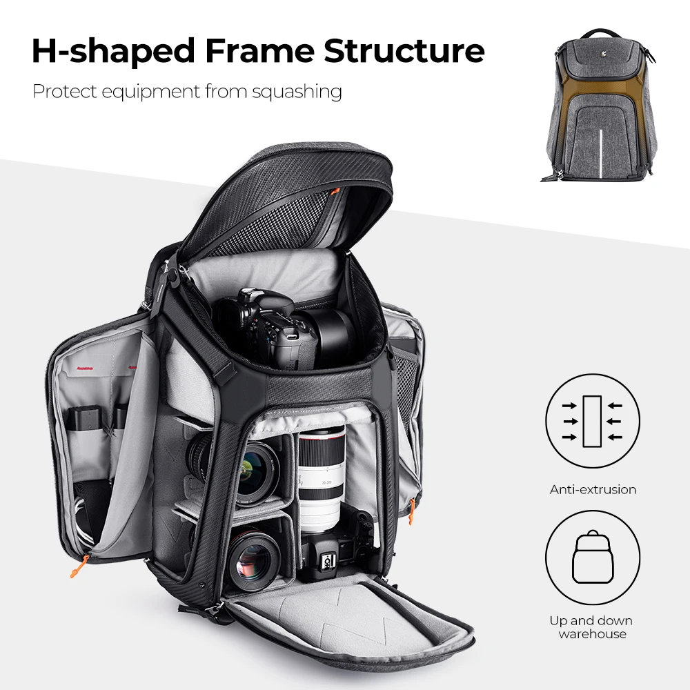 K&F Concept 25L Double Shoulder Camera Backpack Photography Bag Fits 15.6