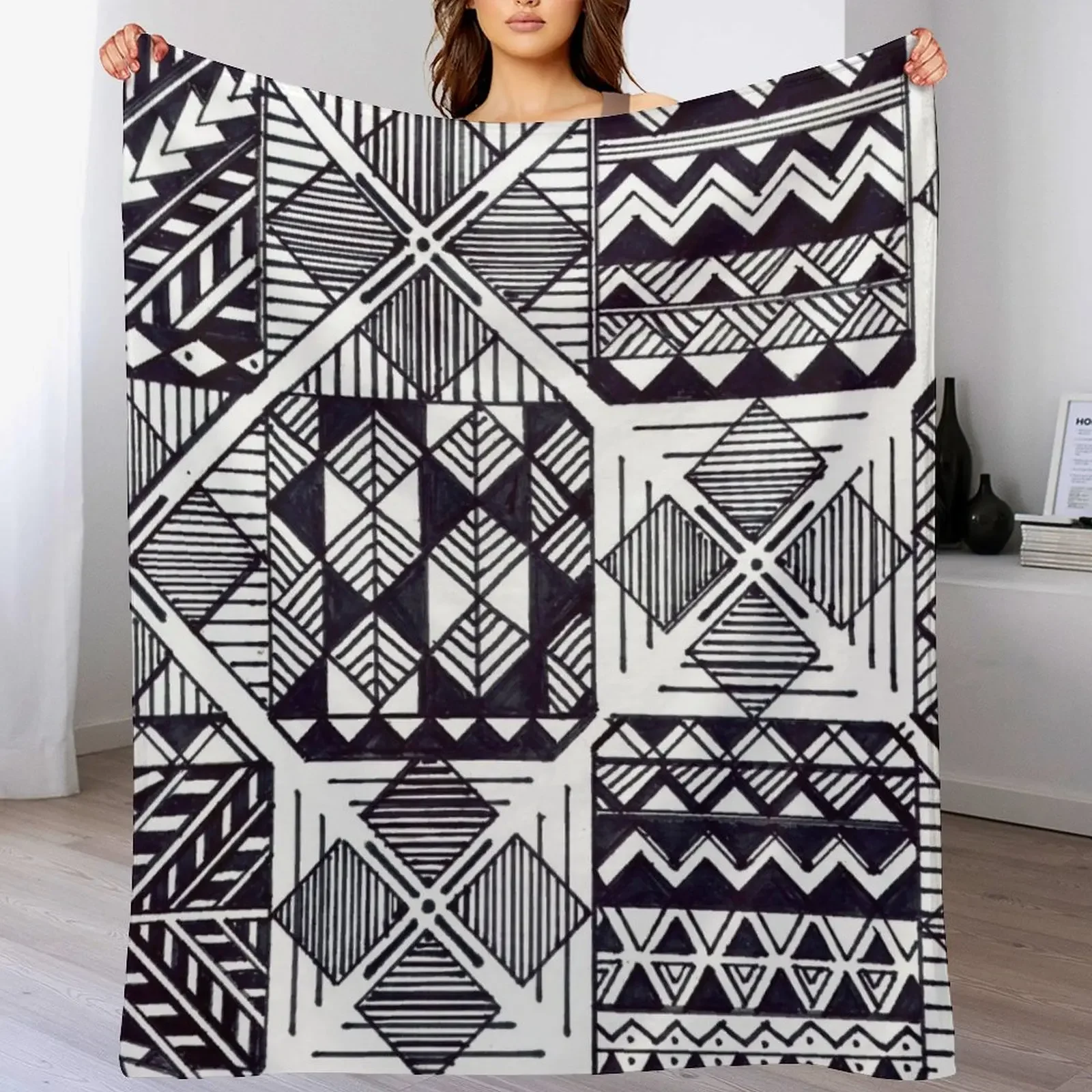 

12 Square Motifs of Samoa Throw Blanket Decorative Sofa blankets ands Soft Plush Plaid Bed Blankets