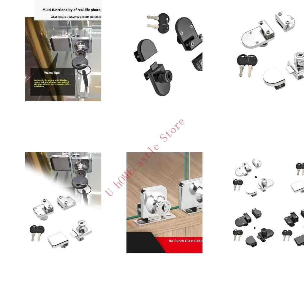 63HF Cabinet Glass Lock Security Hardware Zinc Alloy Lock For Wine Storage Display Case Quick Installation