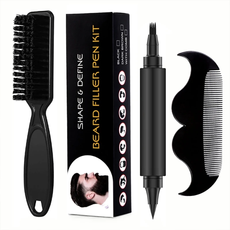 Beard Pencil Filler for Men Beard Filling Pen with Comb Men's Beard Repair to Create Natural Beard Look