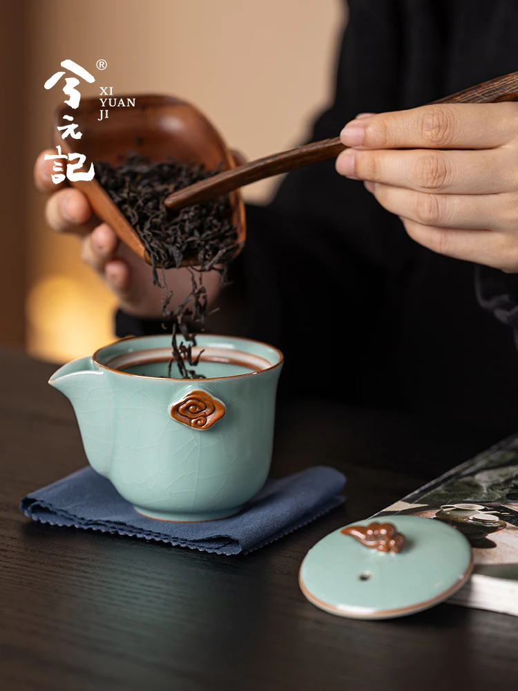Tianqing Ru Ware Pot Kung Fu Cover Teacup Single High-Grade Anti-Scald Tea Bowl Chinese Set