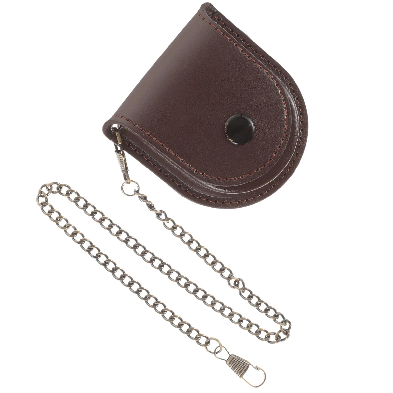 

1pcs Pocket Watch Waist Bag Case Retro PU Holder Vintage Bag Storage Solution For Men Black Cover Bronze Chain