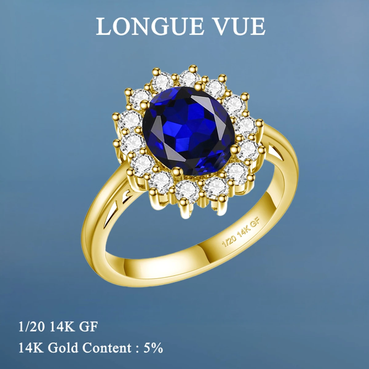 14K Gold Filled Princess Diana Halo Rings for Women Oval Sapphire Ruby Gemstone Ring Fine Jewelry Wedding Engagement Gifts