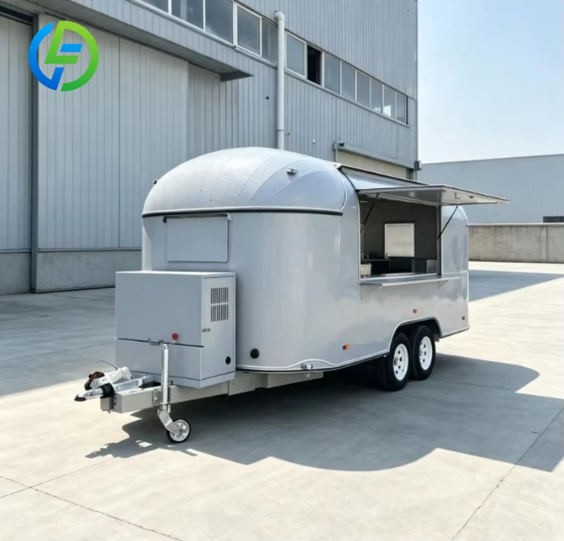 for Retro Style Food Truck Trailer Aluminum Frame Dual Tandem Axle Rust Resistant Insulated Compartments Built-in