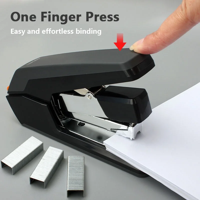 DELI 40 folhas grampeador resistente sem esforço pasta de papel material escolar grampeador de papelaria sem grampos material de escritório