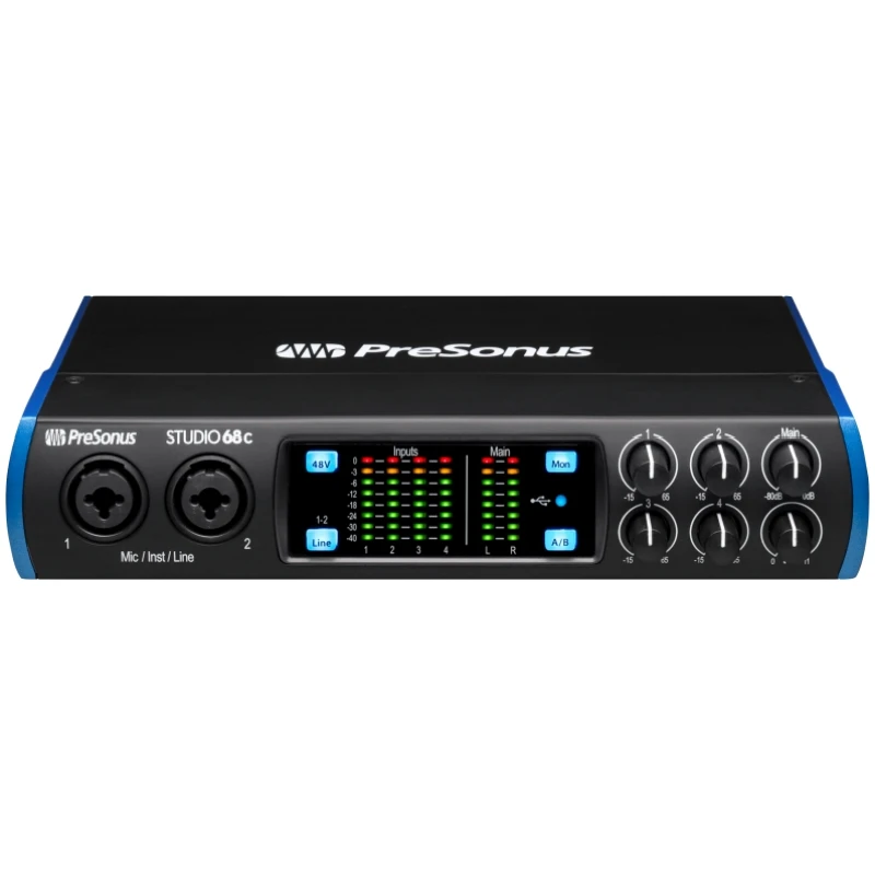 PreSonus professional external sound card with metering and monitoring function for live dubbing recording studio Studio 68c