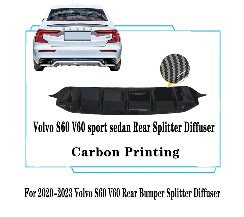 Voor 2020--2023 Volvo S60 V60 Voorbumper Splitter Diffuser Spoiler R ONTWERP Auto Achterhoede Cover ABS Plastic body Kit Meubi