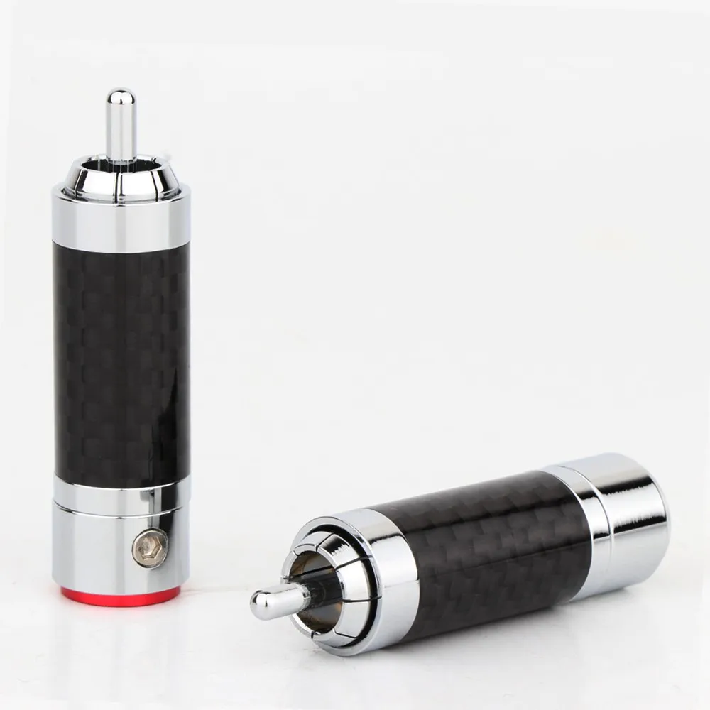 

Hi Performacne RCA R007R High quality Rhodium plated Hi-End RCA plug connector NON solder Carbon fiber RCA