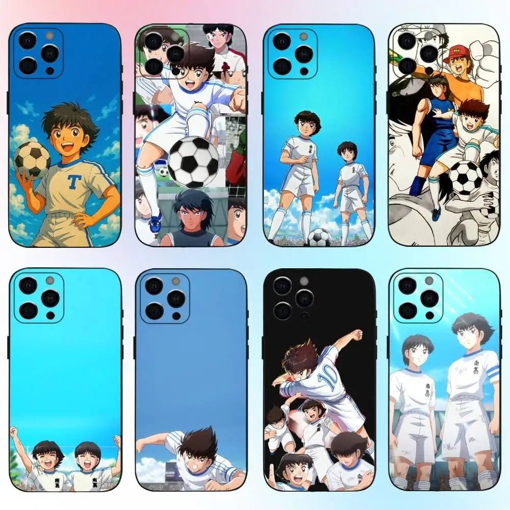 حافظة هاتف أنيمي C-captain T-tsubasa لهاتف iPhone17,16,15,14,13,12,11 Plus,Pro Max غطاء أسود ناعم #1