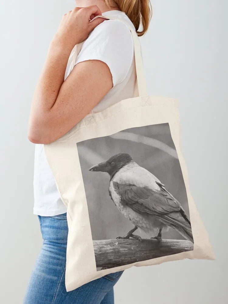 Showing the profile. Hooded Crow in bw Tote Bag women bag Canvas woman shopping bag tote woman