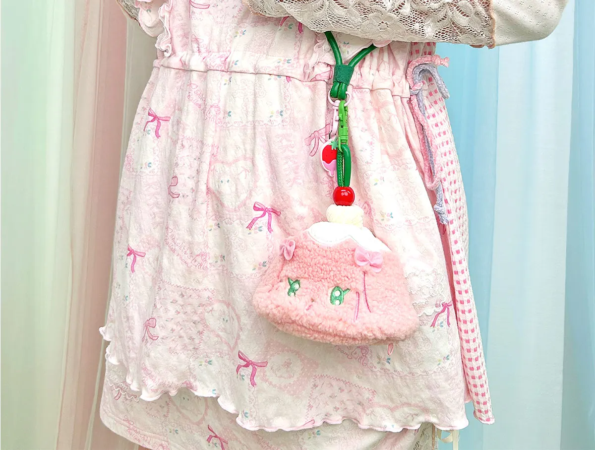 Original design plush pudding zipper embroidered change lipstick key parcel messenger hook