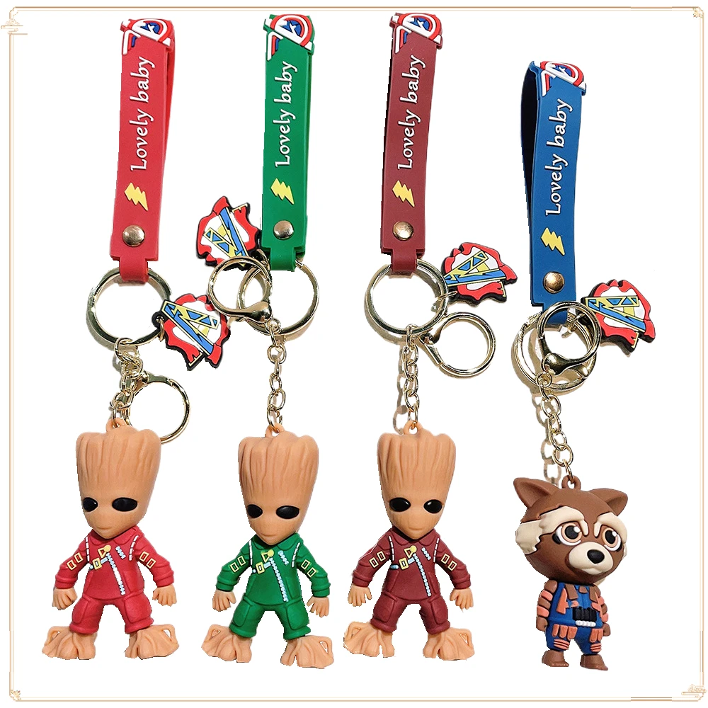 

Guardians of The Galaxy Periphery Rocket Groot Different Colors Keychain Backpack Decoration Pendant Car Keychain Jewelry Gifts