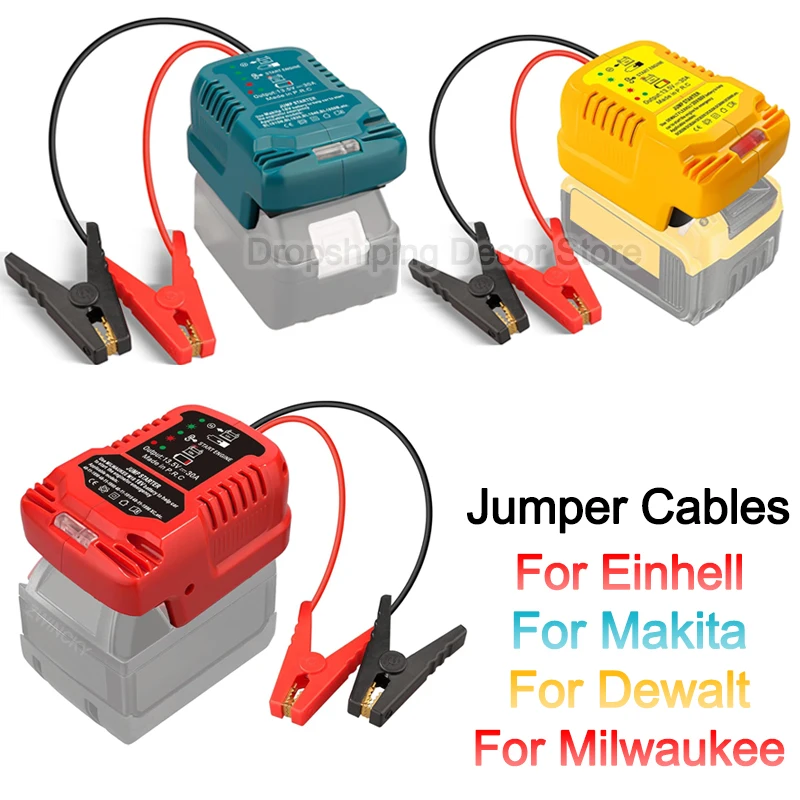 

Car Jumper Cables For Makita/Dewalt/Milwaukee/Einhell 18V Battery Jump Starting Adapter Auto Booster Cable Car Igniter charger