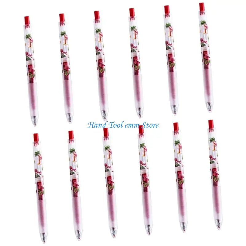 H37F 12Pcs Animal Print Retractable Gel Pen 0.5MM Ergonomic Silicone Grip Fast Drying Inks for Writing Drawing Note Taking