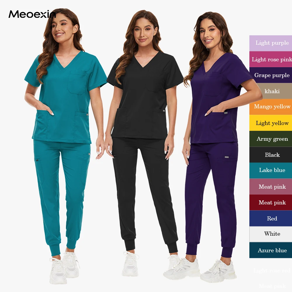 เครื่องแบบผ่าตัดผู้หญิงหมอพยาบาลเครื่องแบบ Healthcare Pharmacy Lab ขัด Top กางเกงชุด Clinical Nursing Scrubs ชุดผ่าตัด
