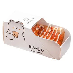10pcs Cartoon Food Wrapping Paper Box Bread Toast Sandwich Burger Breakfast Takeaway Bento Disposable Packaging Boxes Restaurant