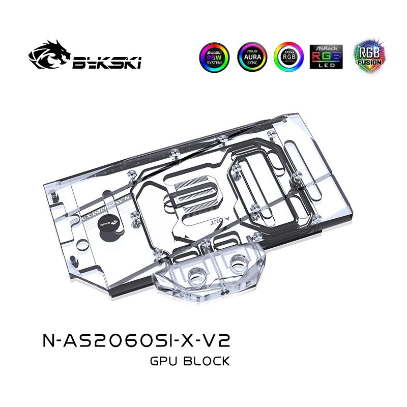 BYKSKI Water Cooling Block for ASUS RTX 2060 O6G SI / DUAL RTX2060-6G /  DUAL RTX2060-O6G-EVO / RTX2060-O6G-GAMING /5V 3PIN/12V