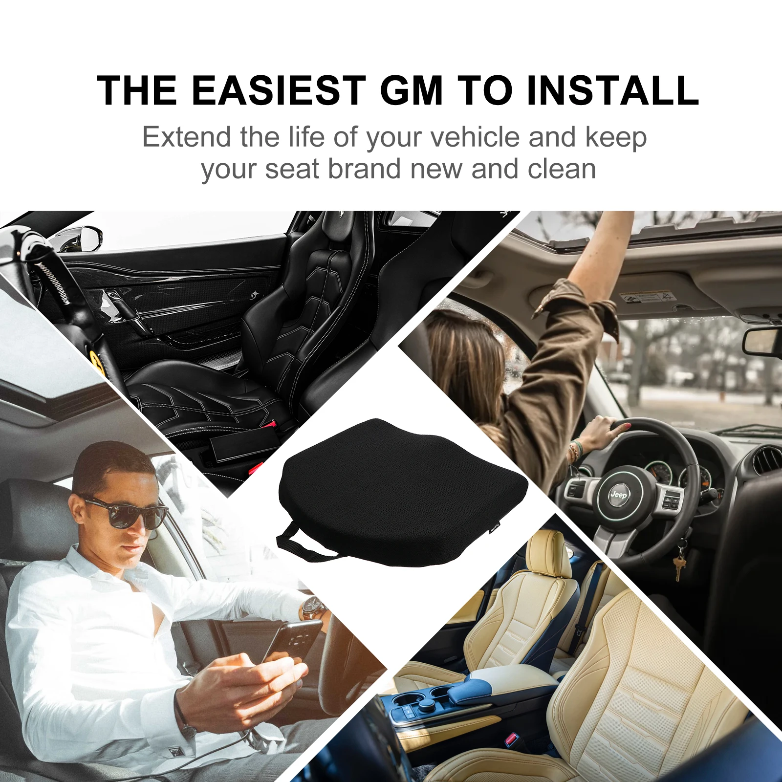 

Memory Foam Heightening Cushion 3D Supportive Sponge Pad for Car Seat Pain Relief Driving Supplies Travel Pillows