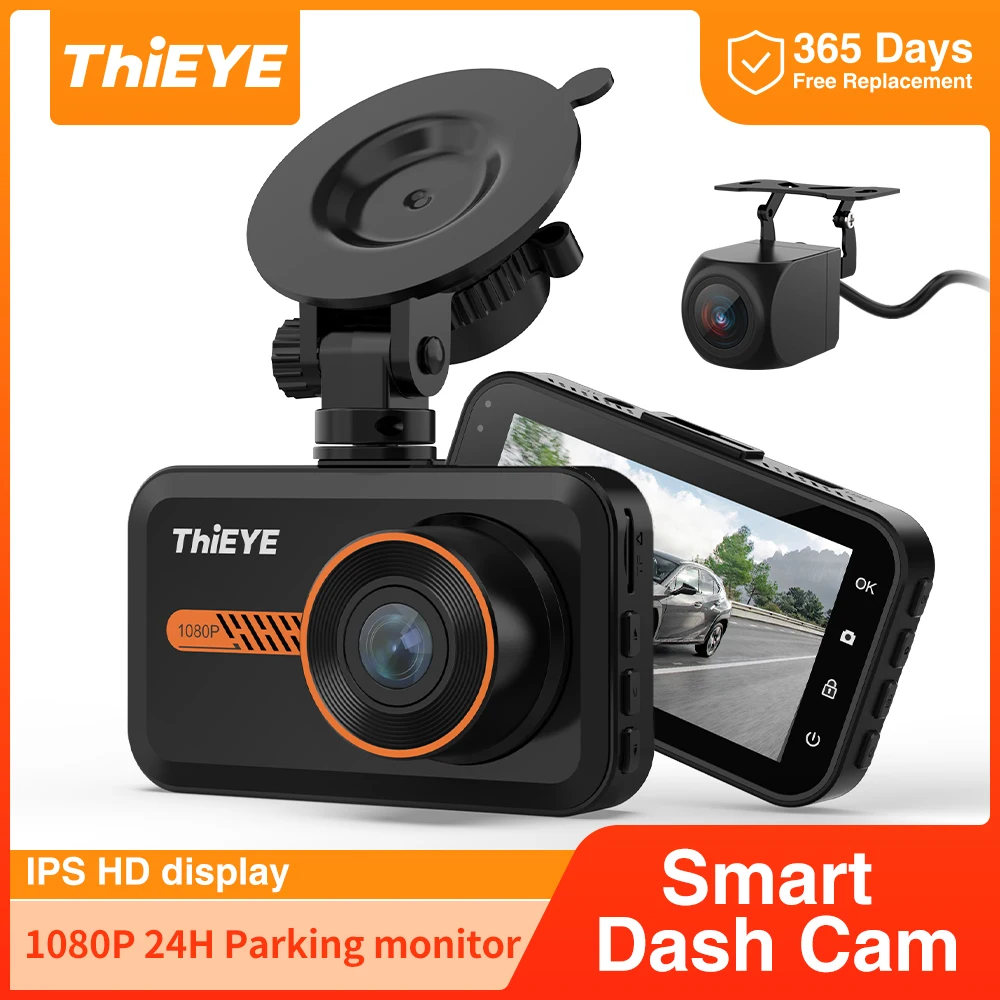 

Thieye 1080P HD Car Video Recorder with GPS Tracking Rear Camera 3.0 inch Car Dashcam Car DVR Parking Surveillance Dash Cam