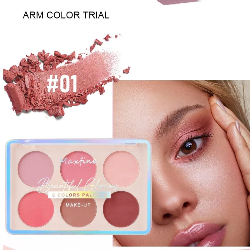 

6 Color Powder Blusher Whitening Facial Shadow Brightening High Gloss Faceplate Nude Color Waterproof Lasting Makeup Rouge