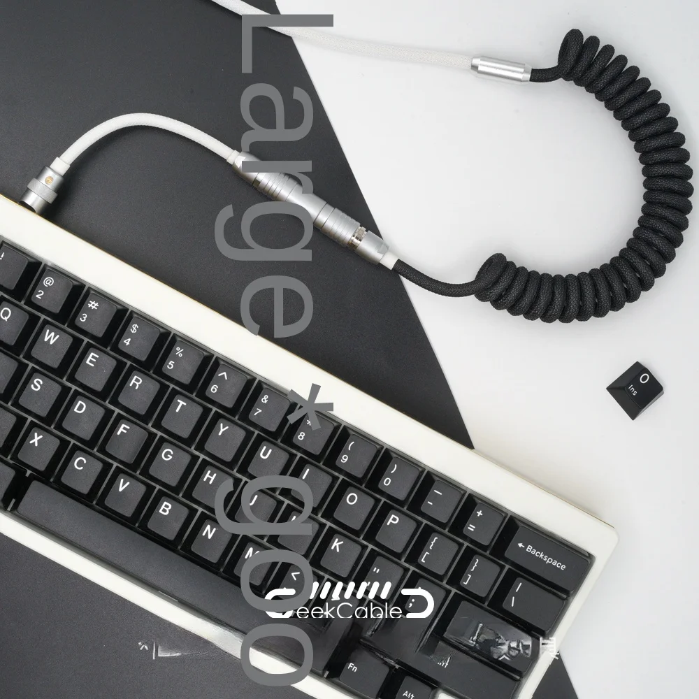 GC Customized Mechanical Keyboard with Aviation Plug Data Cable Black White SP Keycap USB Cable Computer Accessories