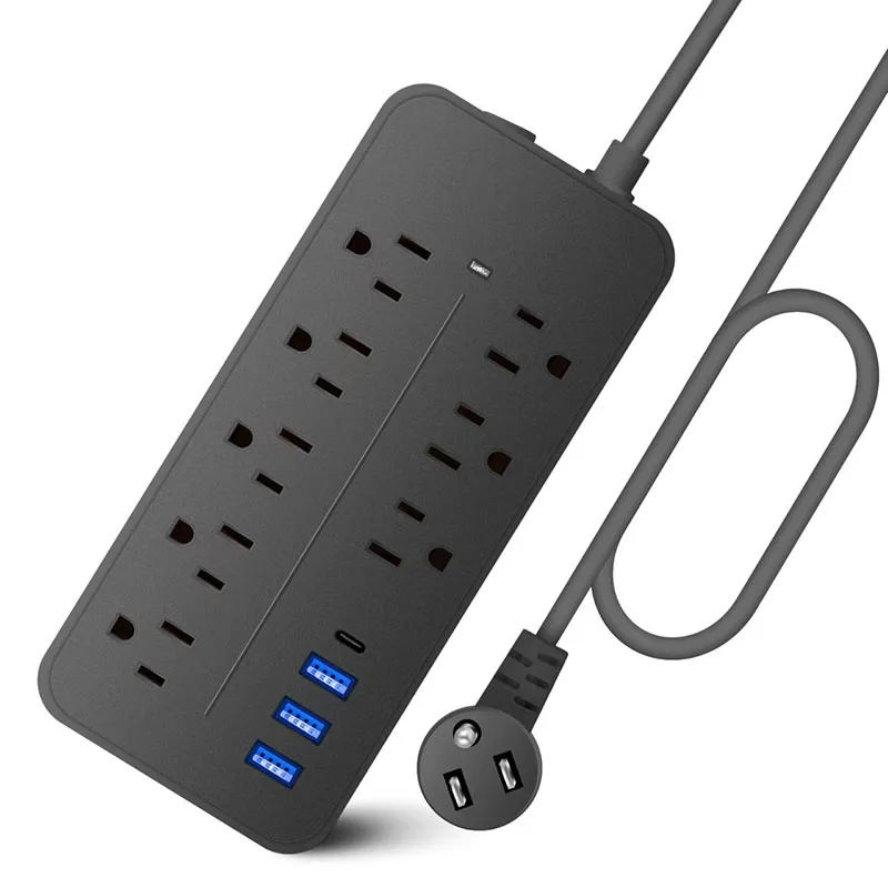 

US Plug AC Outlets Power Strip Multitap Socket Extension Cord Electrical 2000W USB Type C Fast Charging Network Filter Adapter