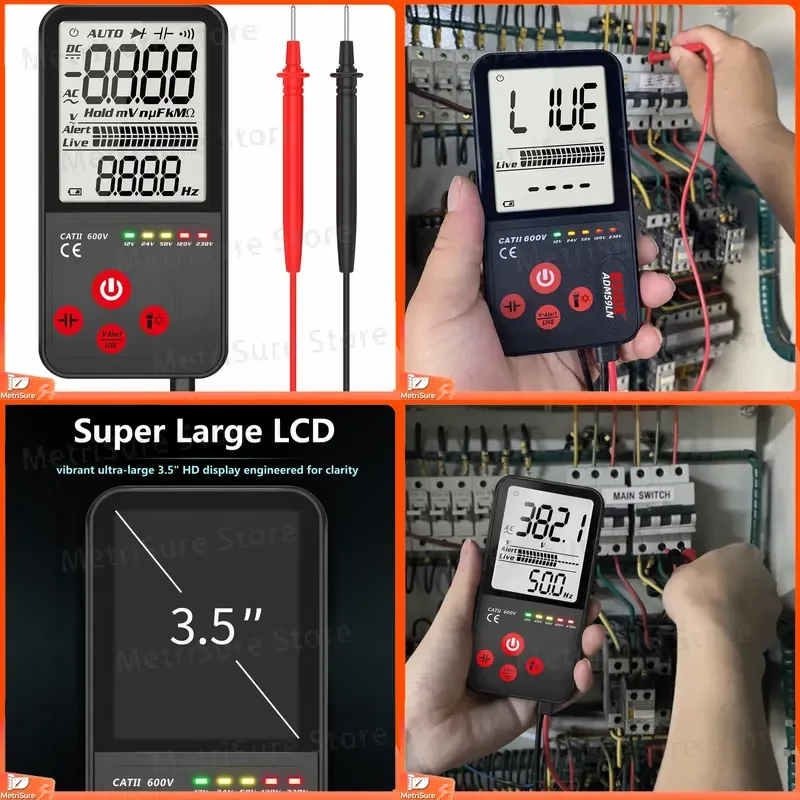 Large Screen Capacitance Meter Digital Multimeter with Auto Range True RMS Continuity Test Diode Test Voltage