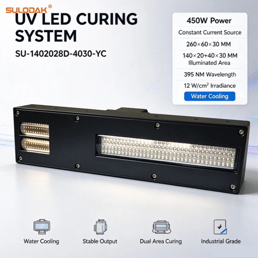450W Water Cooling UV LED Curing Lamp 395nm ForToshiba CEN4, Ricoh G5/G6 Dual-Row Printheads with Integrated LED UV Varnish Curi